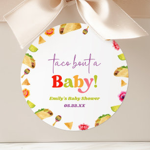 Taco over een Baby! Fiesta-Baby shower Ronde Sticker