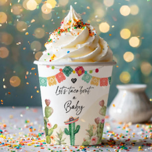 Taco Over een Baby Fiesta Waterverf Cactus Shower Papieren Bekers