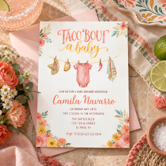 Taco Over een Baby Mexicaans Feest Bloemenkleuren Kaart