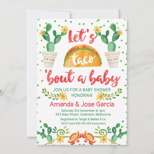 Taco over een Baby uitnodiging (Voorkant)