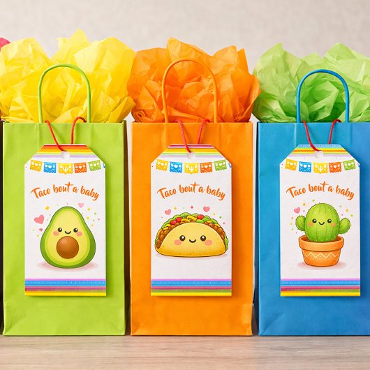 Taco over een babyfeestje cadeaulabel