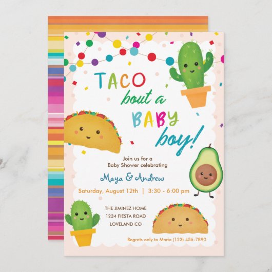Taco over een babyjongen - baby shower met herfst- kaart (Voorkant / Achterkant)