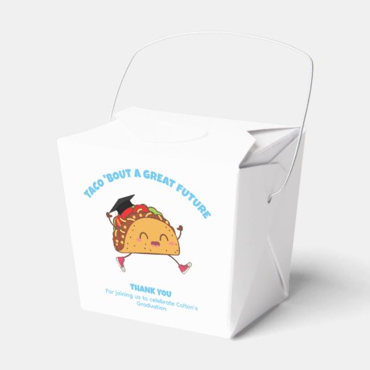Taco over een groot toekomstig afstudeerfeest bedankdoosjes (Voorkant Zijde)