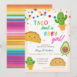 Taco over een meisje met baby's - baby shower met  kaart