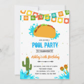 Taco Over een Pool fiesta uitnodiging (Voorkant)