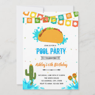 Taco Over een Pool fiesta uitnodiging