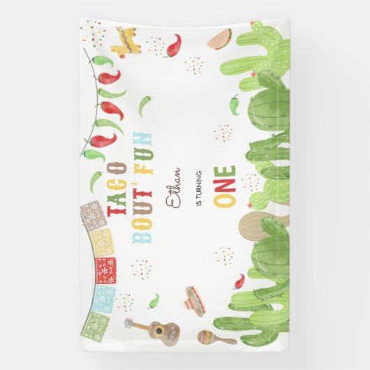 Taco over 'fun fiesta mexican eerste verjaardag spandoek (Verticaal)