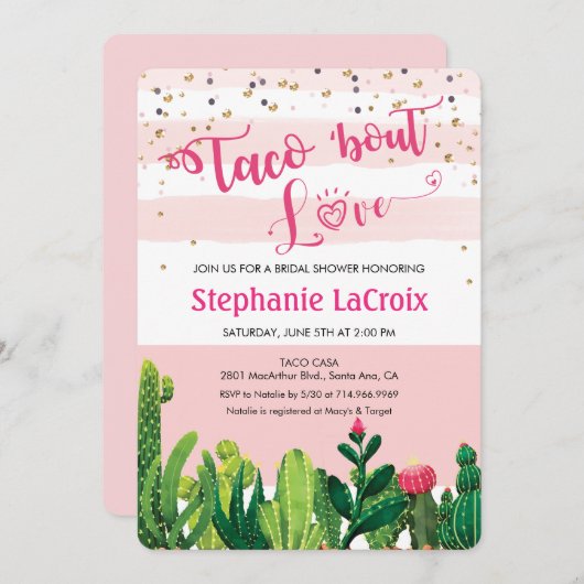 Taco over liefde bruids douche uitnodiging (Voorkant / Achterkant)