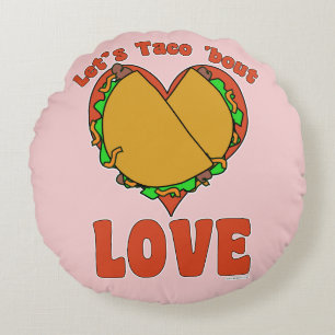 Taco Over Liefde Funny Food Cartoon Motto Art Rond Kussen