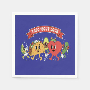 Taco Over Liefde Schattige Retro Cartoon Valentijn Servet