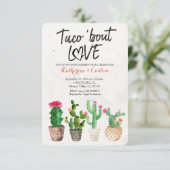 Taco Over Love Cactus verlovingsfeest Uitnodiging (Staand voorkant)