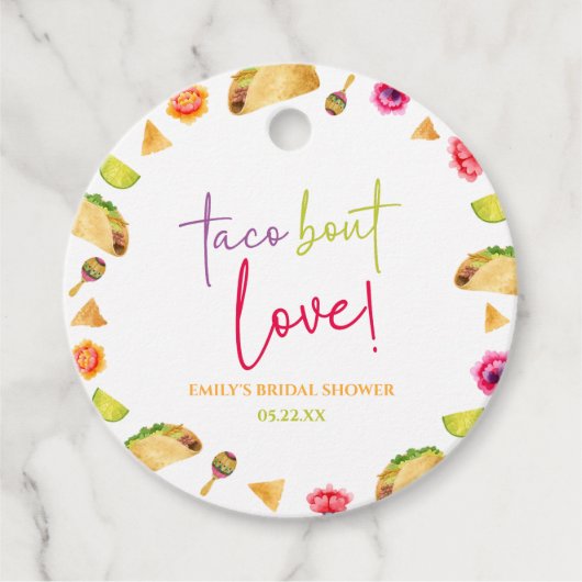 Taco Over Love! Fiesta Bruiloft Feest Bedankjes Labels (Voorkant)