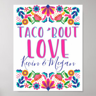 Taco Over Love Fiesta Feest Mexicaanse Bloemen Pos Poster