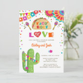 Taco Over Love Fiesta Koppels Bruiloft Uitnodiging (Staand voorkant)