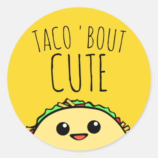 Taco Over Schattige Cutsie Ronde Sticker (Voorkant)