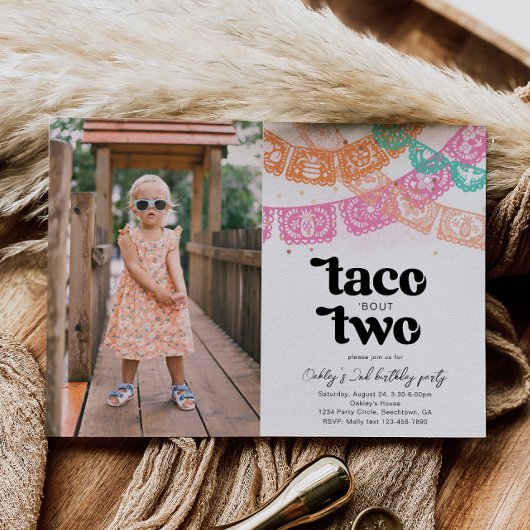 Taco over twee verjaardagsuitnodiging kaart