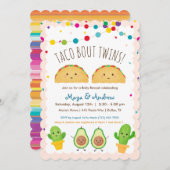 Taco over Twins! Fiesta-thema Twin Baby onthaal Kaart (Voorkant / Achterkant)