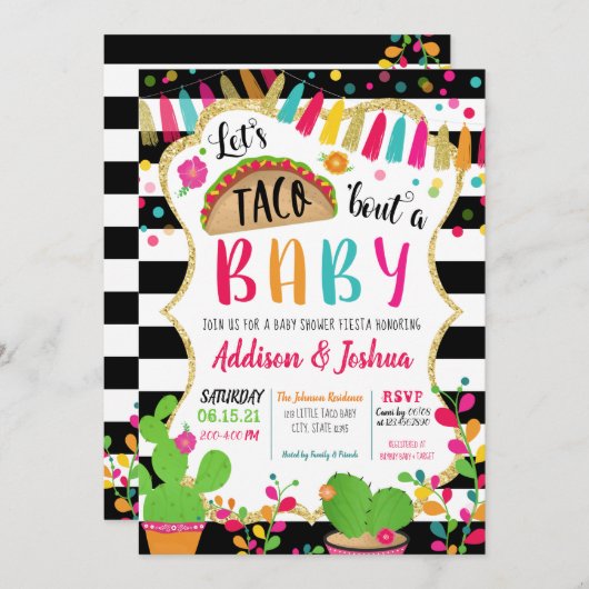 Taco parle d'une invitation Baby shower (Devant / Derrière)