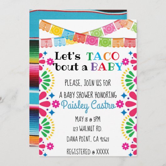 Taco parle d'une invitation pour bébé (Devant / Derrière)