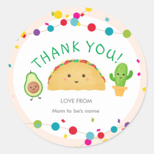 Taco Party Baby shower Dank u wel! Ronde Sticker