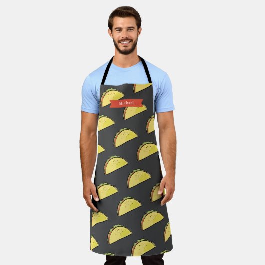 Taco Patroon Zwart/Donker grijs Schort (Gedragen)