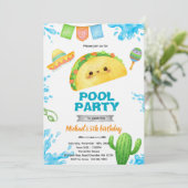 Taco Pool Party Birthday Invitation (Debout devant)