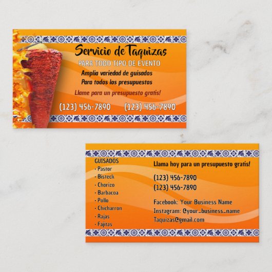 Taco Service Visitekaartje (Voorkant / Achterkant)
