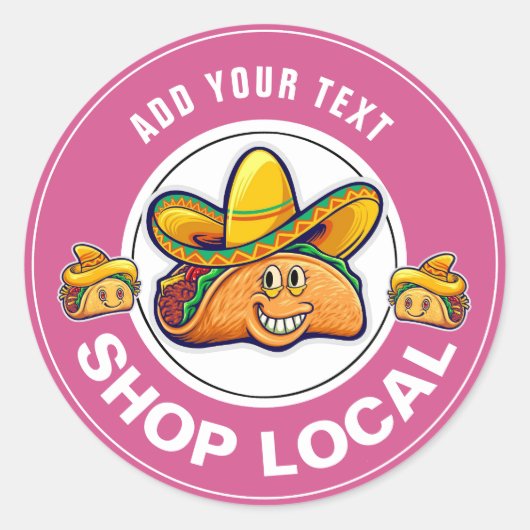 TACO SHOP LOKAAL RONDE STICKER (Voorkant)