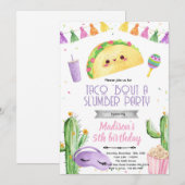 Taco-slaapfeest verjaardagsuitnodiging kaart (Voorkant / Achterkant)