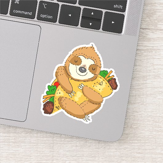 Taco Sloth Cartoon Grappige illustratie Sticker (Detail)