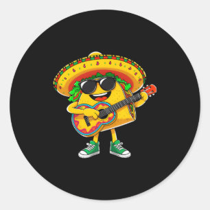 Taco speelt gitaar cinco de mayo grappig Mexicaans Ronde Sticker