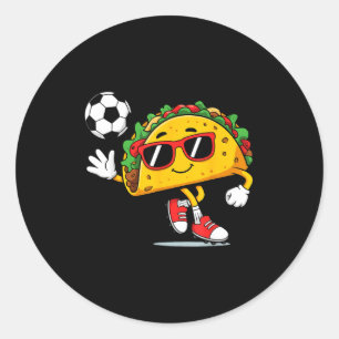 Taco speelt voetbal Mexicaans cinco de mayo sombre Ronde Sticker