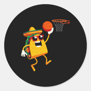 Taco spelende skelet voor Cinco De Mayo-viering Ronde Sticker