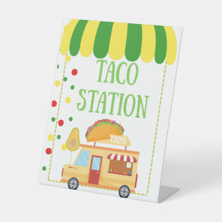 Taco Station Tabletop Food Signage Reclamebord Met Voetstuk