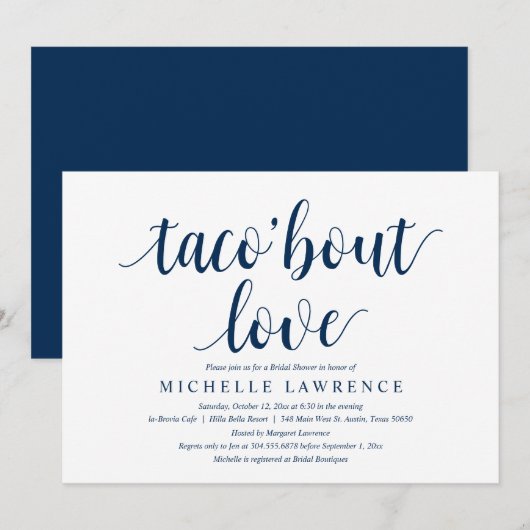 taco sur l'amour, Invitation de douche nuptiale mo (Devant / Derrière)