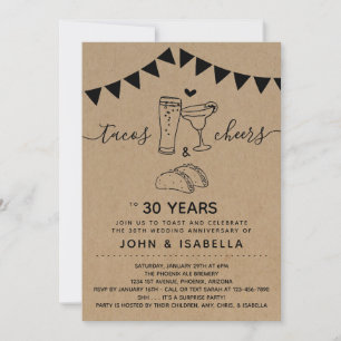 Taco Tequila Cheers & Beers Huwelijksjubileum Kaart