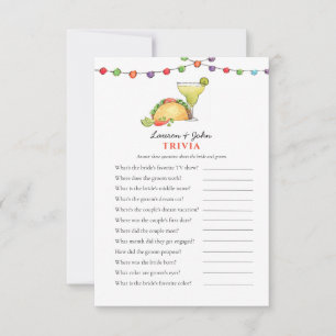 Taco & Tequila Fiesta Koppel Bruiloft Trivia spell Kaart