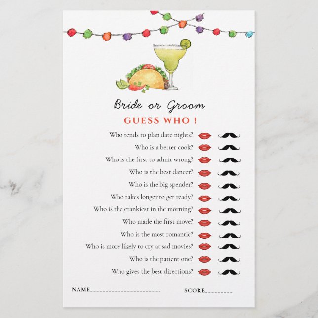 Taco & Tequila Fiseta 'Raad wie'-schoenenspel (Voorkant)