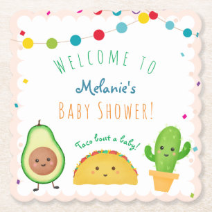 Taco-thema   Fiesta thema   Kleurrijk baby shower Kartonnen Onderzetters