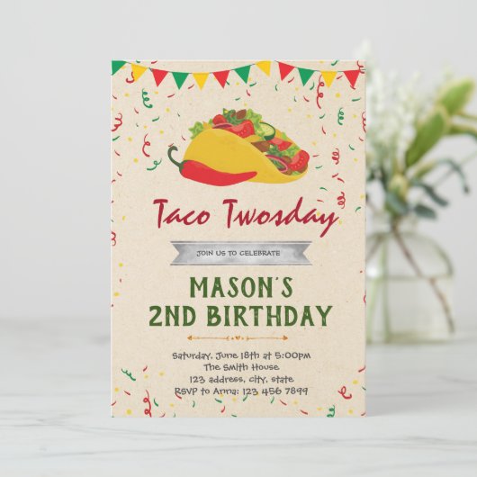 Taco thème anniversaire invitation (Debout devant)