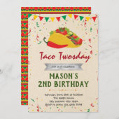 Taco thème anniversaire invitation (Devant / Derrière)
