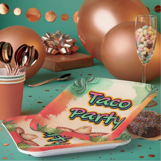 Taco Tijd Papieren Bordje (Multi)