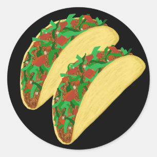 Taco Time - laten we taco's zwart eten Ronde Sticker