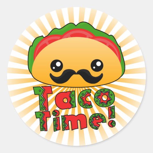Taco Time Ronde Sticker (Voorkant)