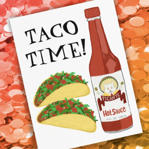 TACO TIME Spicy Hot Sauce Cat Maracas Briefkaart
