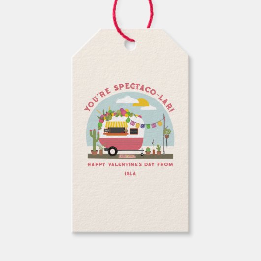 Taco Truck Pun Roze Camper School Valentijn Cadeaulabel (Voorkant)