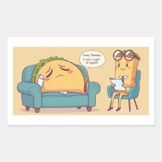 Taco Tuesday Therapy - Grappige Cartoon Food Art Rechthoekige Sticker