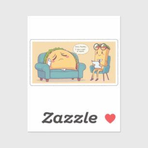Taco Tuesday Therapy - Grappige Cartoon Food Art Sticker