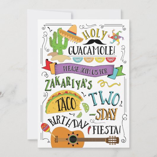 Taco Tweedaagse 2e Verjaardag Uitnodiging (Voorkant)