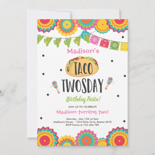 Taco tweedaagse verjaardag Fiesta 2e verjaardag in Kaart (Voorkant)